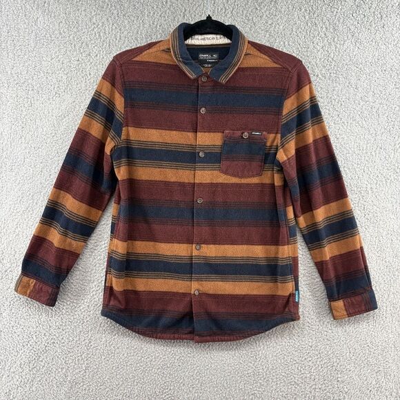 O'Neill flannel button up shirt striped warm coastal boys size XL - Picture 1 of 12